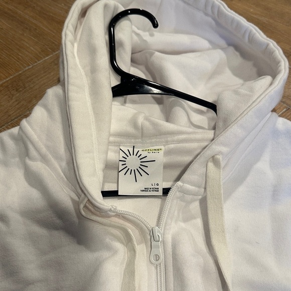 Aerie White Cropped Hoodie - Picture 2 of 3